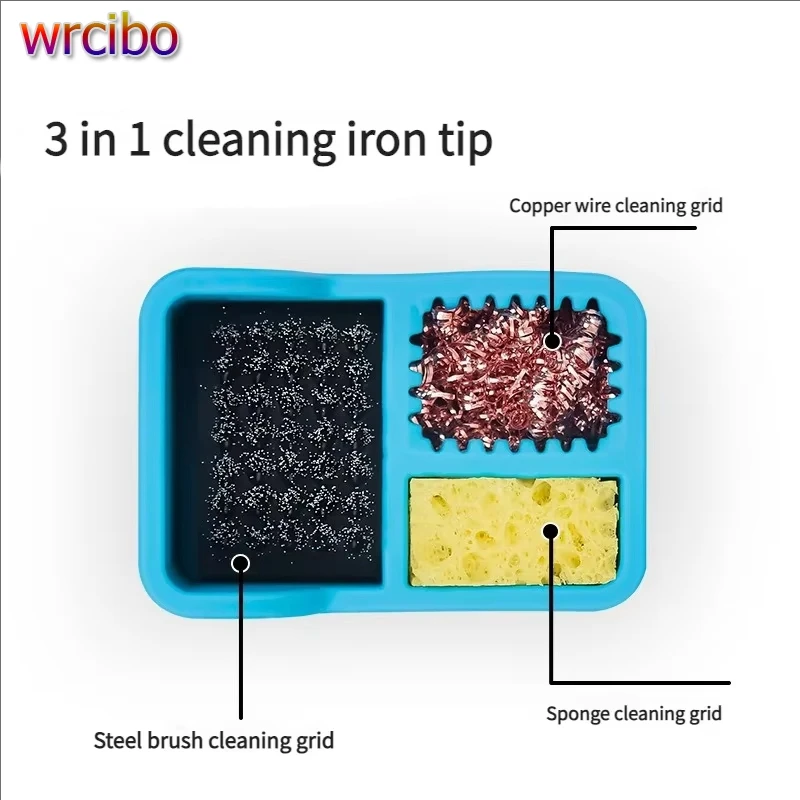 

TE-717 3 в 1, инструмент для очистки жал для паяльника, стальная щетка/губка/медная проволока, сварочная головка, оловянный шлак, инструмент для удаления очистки, ящик для инструментов