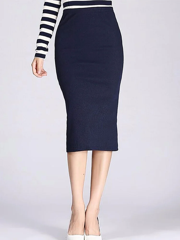 2024 Spring Autumn Long Pencil Skirts Women Sexy Slim Package Hip Maxi Skirt Lady Winter Sexy Chic Wool Rib Knit midi Skirt Saia