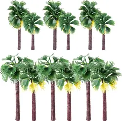 12Pcs Coconut Palm Tree Model Miniature Tropical Tree Plastic Artificial Tree for Diorama Train Railway Layout Landscape Scenery