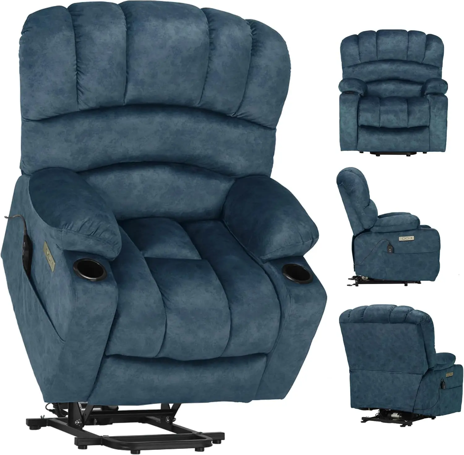 Power Lift Recliner Electric Lift Massage Recliner Chairs with Heat, Large Shell Velvet Backrest Lift Chair Recliners for Elderl