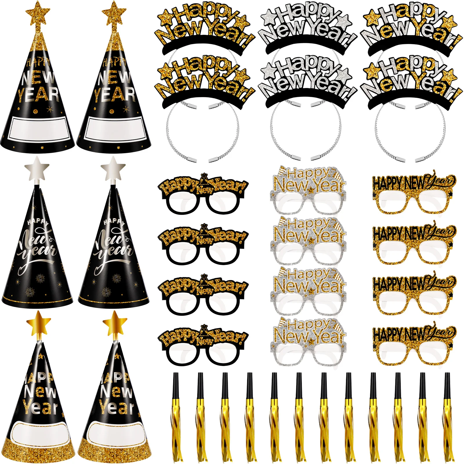 New Year Party Set Gifts Photo Props Years Glasses Booth Top Hat Paper Kit Favors