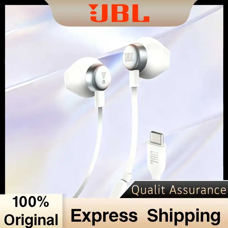 سماعات أذن JBL TUNE305C سلكية USB-C، سماعات أذن مع صوت باس نقي وميكروفون، تحكم عن بعد بثلاثة أزرار لمكالمات واضحة، صوت عالي الدقة للكمبيوتر والجوال