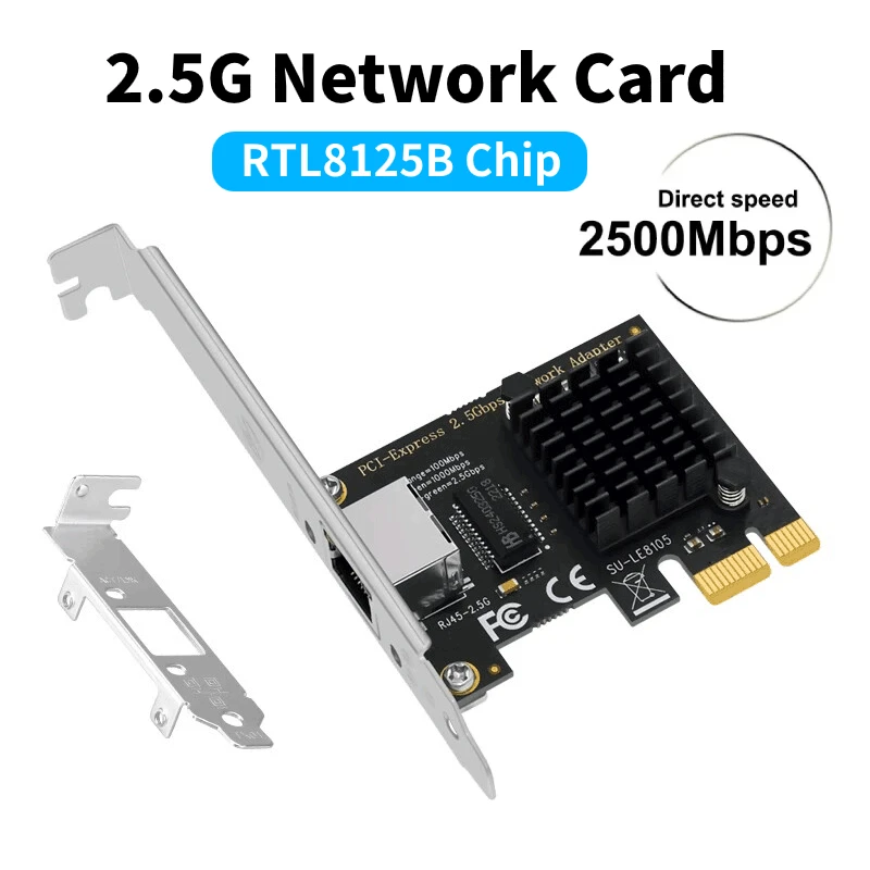 

2500Mbps PCI-E To RJ45 RTL8125BG Network Card Gigabit Ethernet Wired LAN Controller 100/1000/2500Mbps Network Card For Desktop