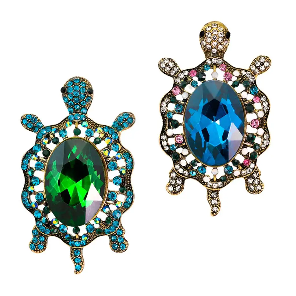 Tortoise Rhinestone Brooch Pin Brooch Decoration Jewelry Pin Accessories Jewelry for Women Blue Dress