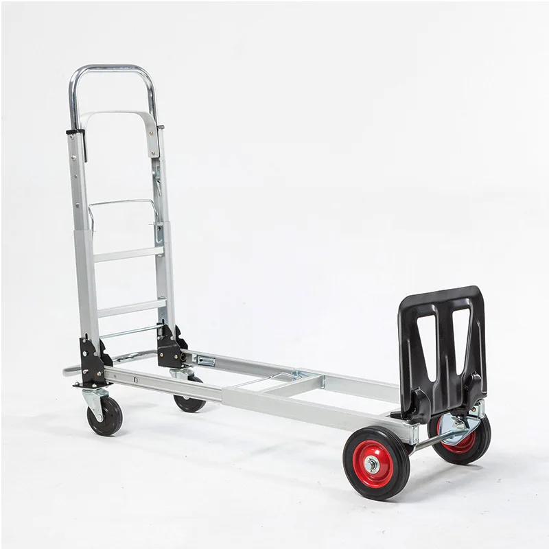 Folding Hand Truck Cart Adjustable Handle Logistic Trolley Aluminum Alloy Flatbed Multifunctional Portable Transport Cargo Dolly