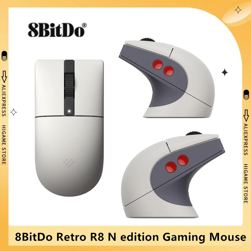 

8BitDo Retro R8 Gaming Mouse N edition Wireless with Charging Dock Gaming Accessories Bluetooth Wireless 2.4G Wired USB