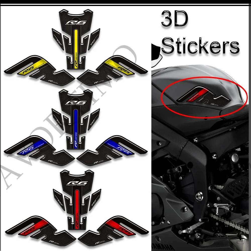 For YAMAHA YZF-R6 YZF R6 YZFR6 Motorcycle Stickers Decals Protector Tank Pad Side Grips Gas Fuel Oil Kit Knee