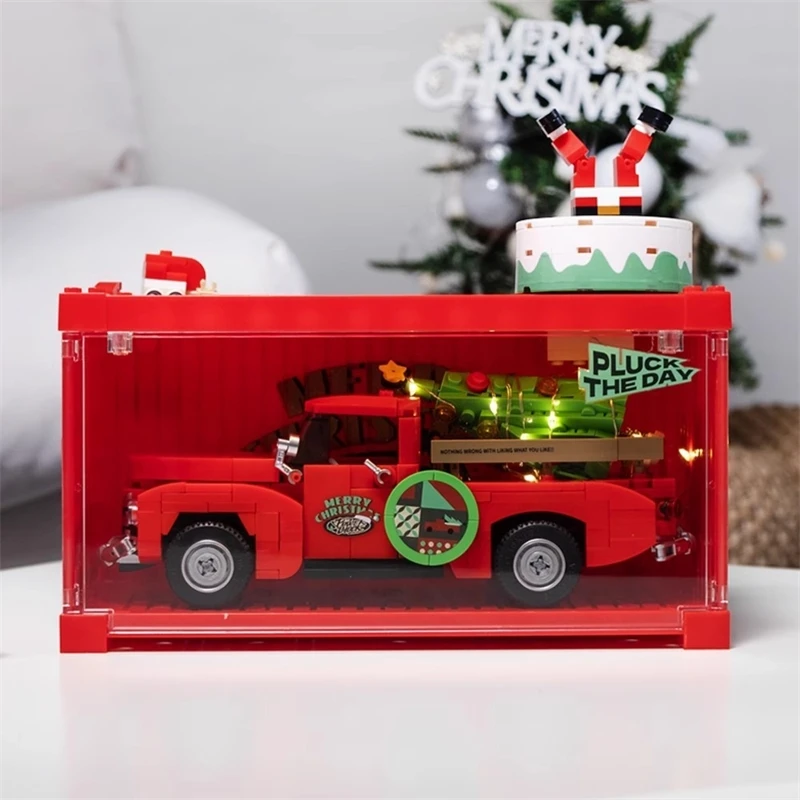 Christmas Building Block Car Model Kit Cute Mini Ornament Home Table Decor Holiday Party Centerpiece Gift For Kids Teens