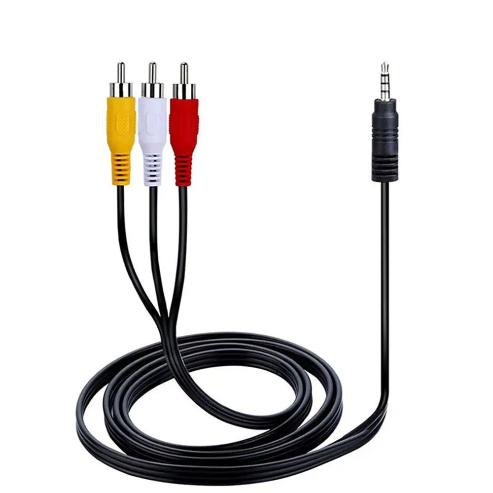 1M Professional Speaker Audio Video Adapter Wire 3.5mm Jack to 3 RCA AV Cable AUX Cable