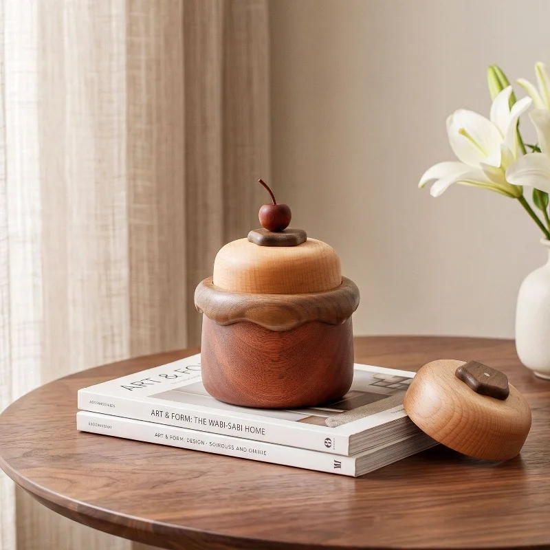 Wooden Toothpick Holders Retro Small Cake Shape Toothpick Practical Simple Luxurious Toothpick Holders Living Room Home Storage