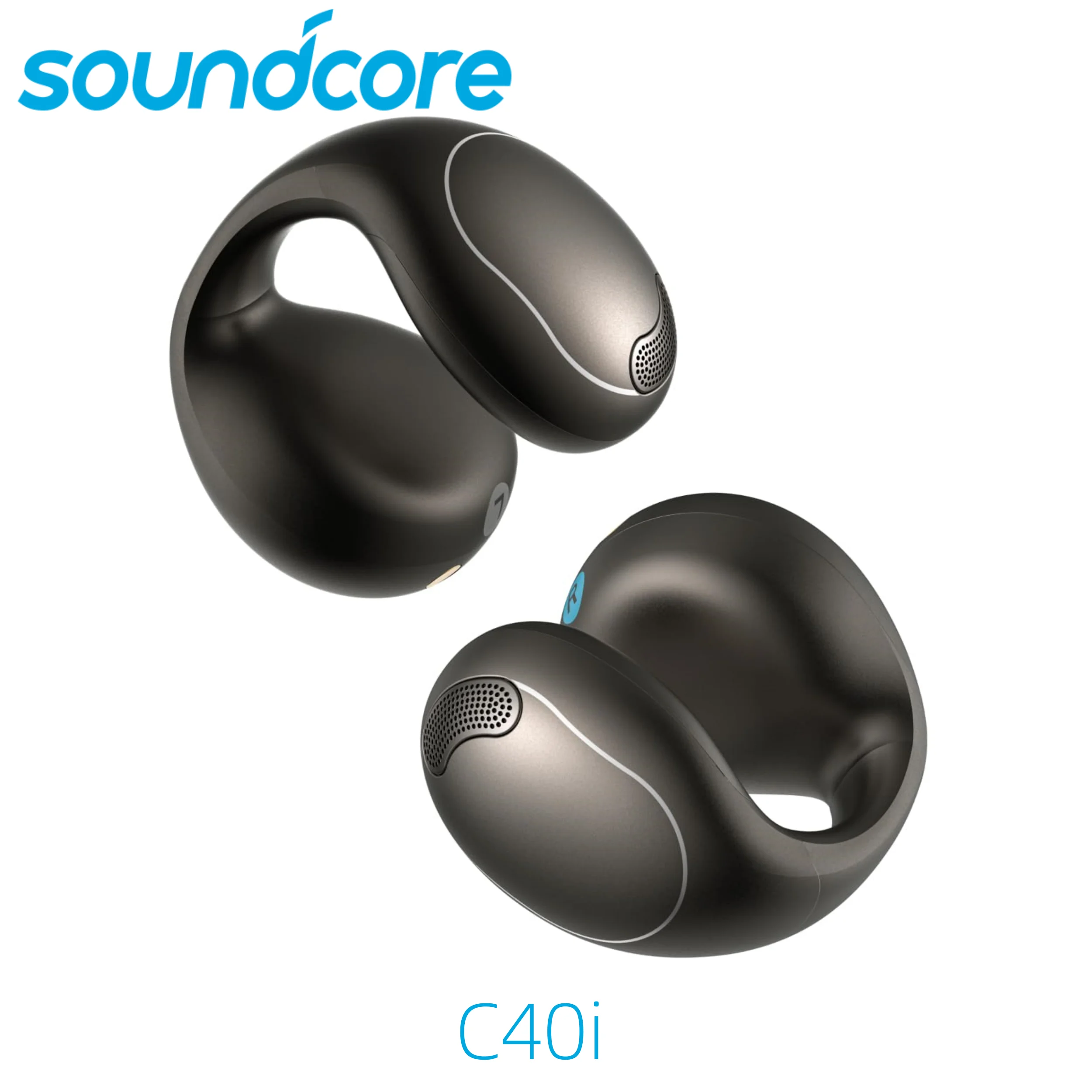 Soundcore C40i by Anker, Open-Ear Earbuds, Clip-On Headphones, Flexible Joint Design, Button Controls, Lightweight Comfort,A3331