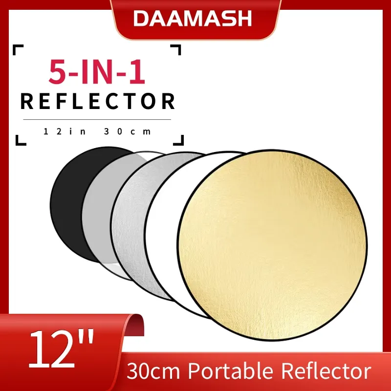 Portable 30CM 12 Inch Reflector 5 in 1 Round Mini Photos Reflector For Photography Light Diffuser Handhold for Studio Foto Photo