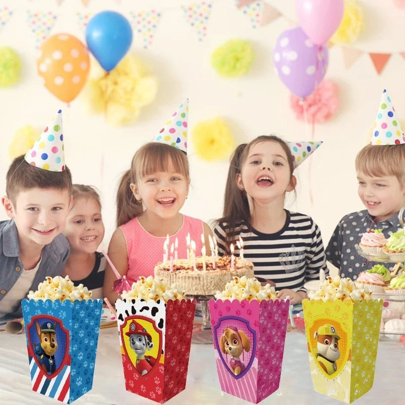 12PCS PAW Patrol Chase Paper Candy Cartons Popcorn Box Party Supplies Pure Popcorn Boxes Snacks Food Tub Kids Festival Supplies