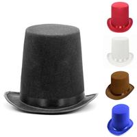 White Tie Hat Black Magician Hats Elegant Black Top Hat for Magicians Performances Role Play High British Style Felt Hat for Men