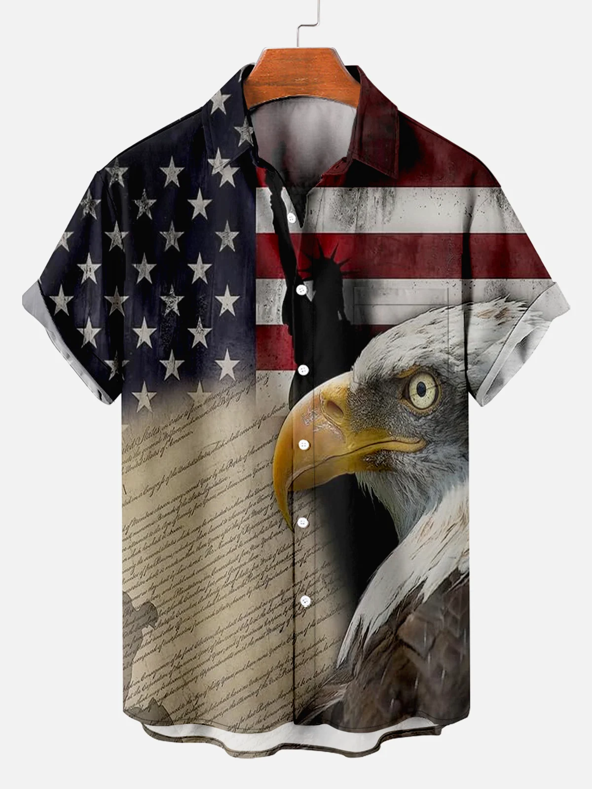 

Men's Independence Day Flag Celebration Graphic shirts 3D Print Turndown Collar Shirt Short Sleeve Shirt Summer Shirts For Boy