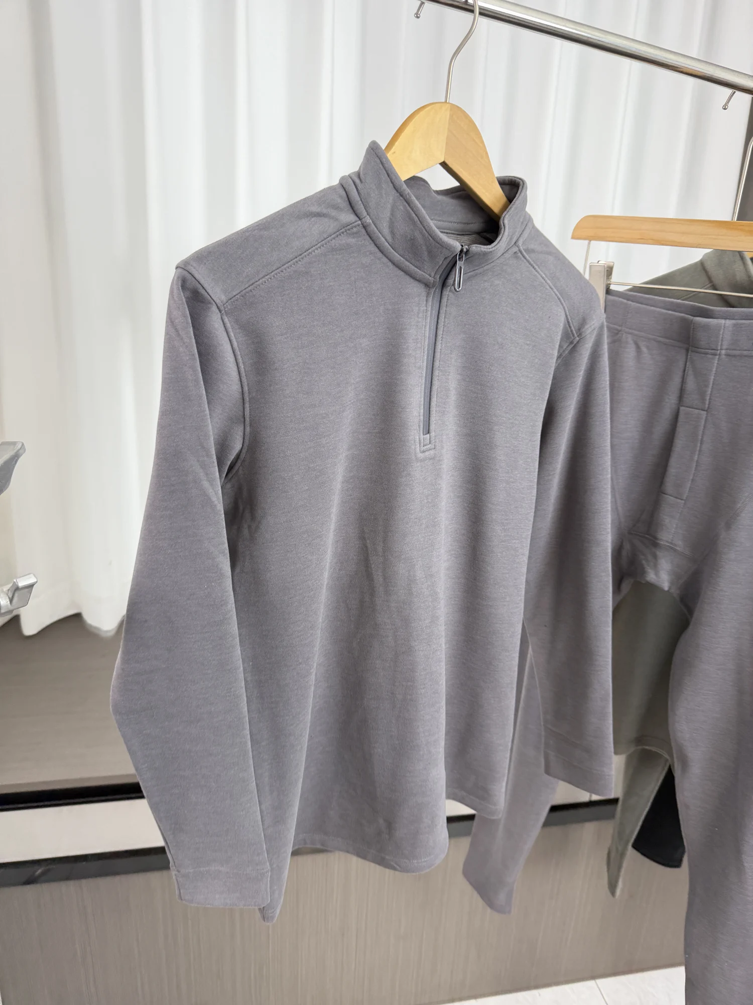 Warmth Retention Tech Soft Skin-Friendly Men's Thermal Underwear Set Half High Collar Zipper Design Comfortable Home Wear