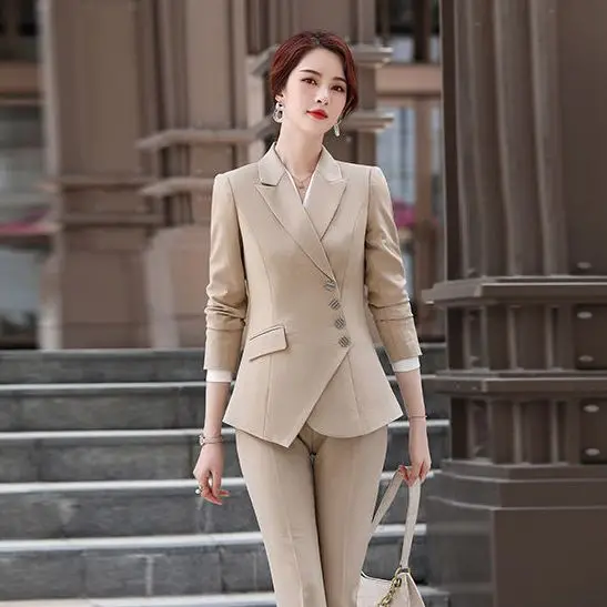 4-G4  Small suit jacket for women 2021 new autumn black formal wear fashionablerament goddess style professional suit set