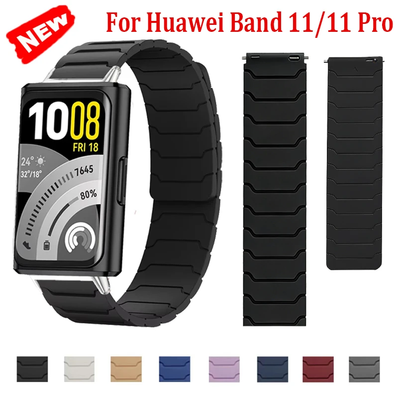 Bandes magnétiques en Silicone pour Huawei Band 11/11 pro, bracelet de Sport, correa Huawei smart Band 11 pro, accessoires pour montre connectée