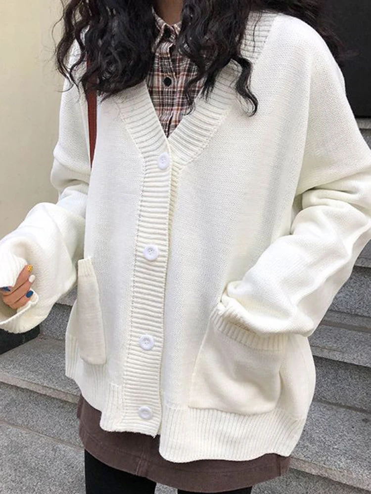 Jmprs Lazy Wind Grey Cardigan Sweaters Women Oversize Vintage Streetwear Knitted Coat Casual Long Sleeve Loose Harajuku Tops New