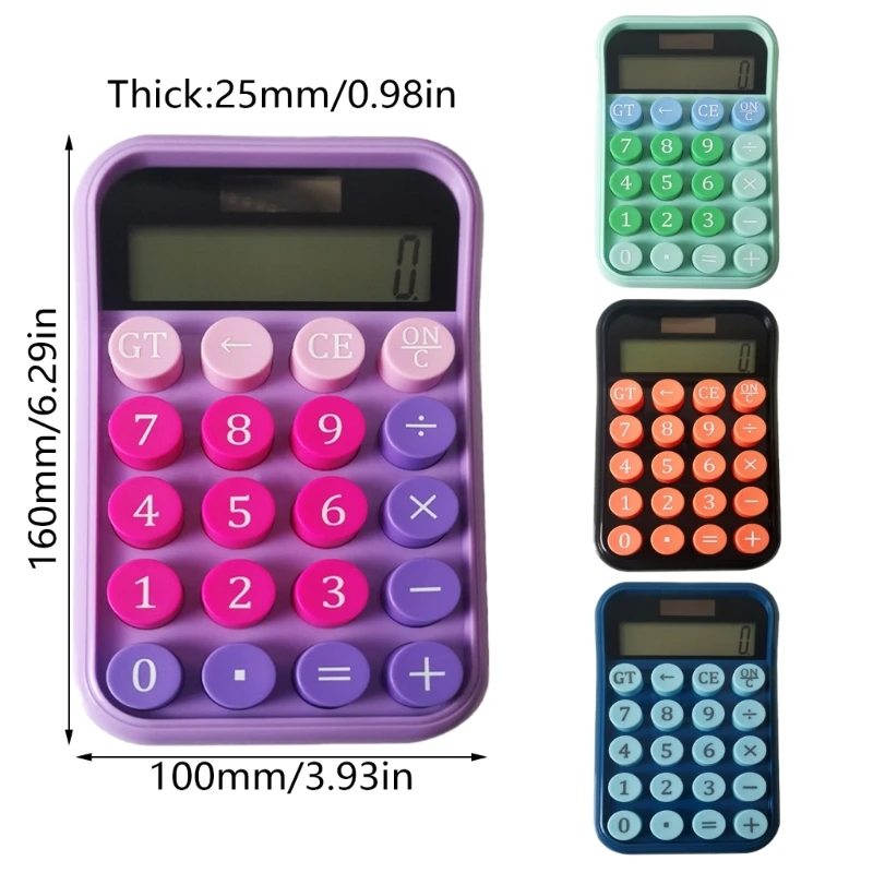 Portable 12Digit LCD Calculator Easy to Read Screen Slip Resistant Base Mechanical Keypad Calculator for Various Use