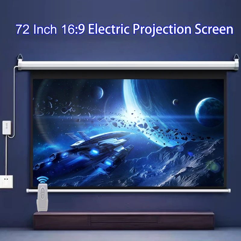 Zdalnie sterowany ekran projekcyjny HD 72 cale 16:9 Szeroki widok Zmotoryzowane ekrany projekcyjne Tkanina z do 3D HD Beamer Cinema Room