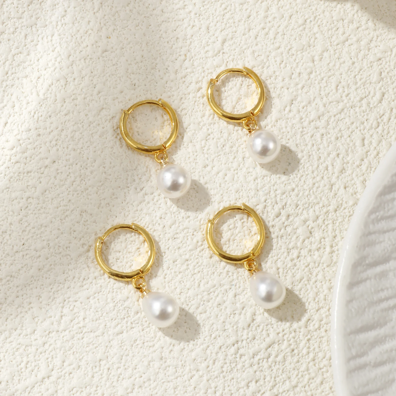 

1 Pair Dainty Exquisite Earrings 18K Gold Plated White Acrylic & Brass Earrings For Women Gift Post/ Wire Size: 1mm(18 gauge)