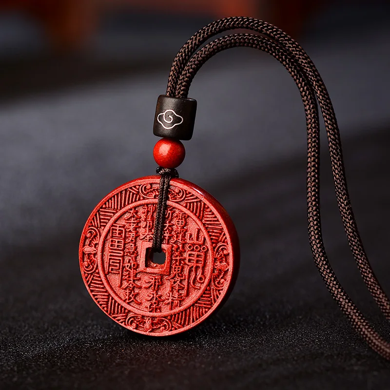 Natural Cinnabar Mountain Ghost Money Pendant Men and Women Carry-on Pendant Genuine Raw Ore Animal Year Necklace Mountain Ghost