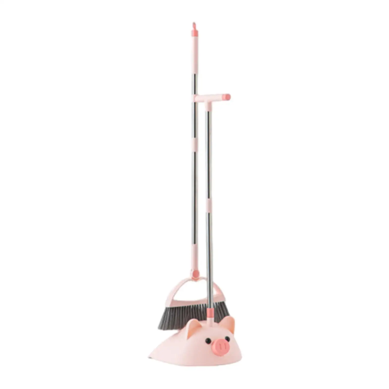 2 Pieces Broom and Dustpan Set Household Cleaning Broom Set 180° Rotatable Broom Head with Comb Floor Cleaning Set for Lobby