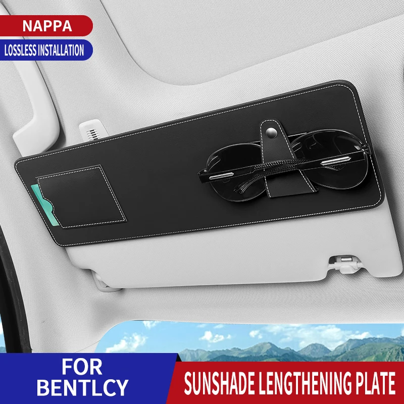 Car Leather Sun Visor Extension Board Anti-Glare Sunglasses Card Storage,For Bentley Continental GT Bentayga Flying Spur Wraith