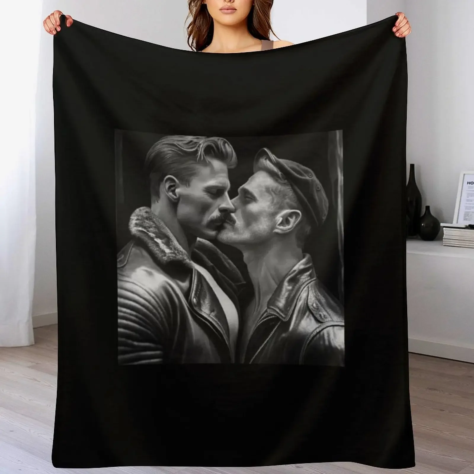 

Men kissing Tom From Finland Throw Blanket sofa bed Flannel Fabric Soft Blankets