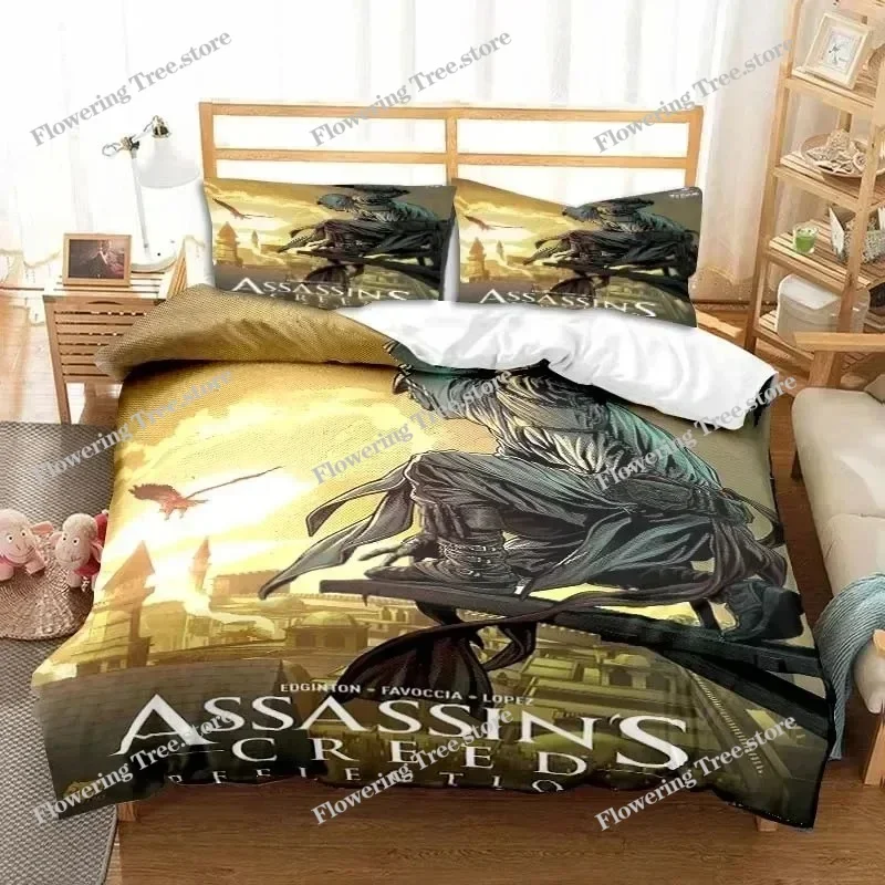 Game A-Assassin S Creed Art Bedding Set Gamer Duvet Cover Set Adult boys Bedroom Single Double King Size Comforter Boys Gift029