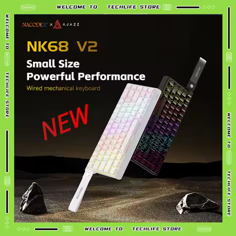 New Ajazz NK68 V2 Mechanical Keyboard Wireless Bluetooth/2.4G/Wired Triple-Mode Hot-Swappable RGB Gaming Keyboard Mac Windows PC