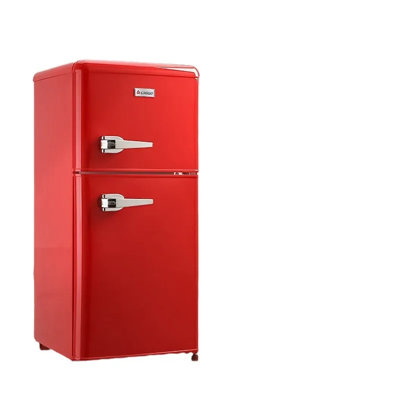 Retro Double Door Refrigerator Stylish Energy Saving Mini Fridge for Trendy Home Décor Storage mini bar fridge wine  무선냉장고