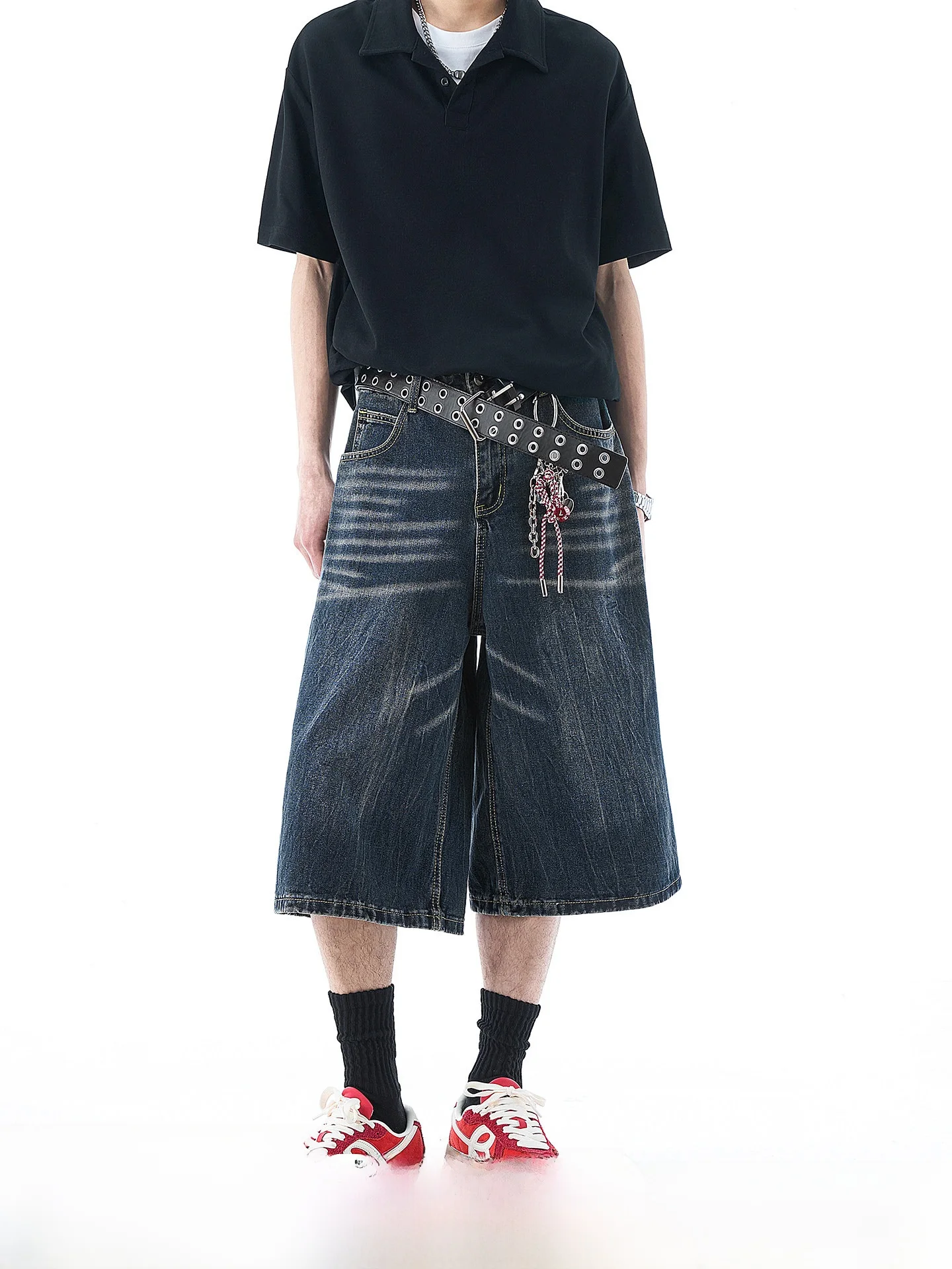 

American Retro Washed Jeans Shorts Men's Summer Casual Straight Leg Pants Youthful Trend Cotton Blend Wear Resistant