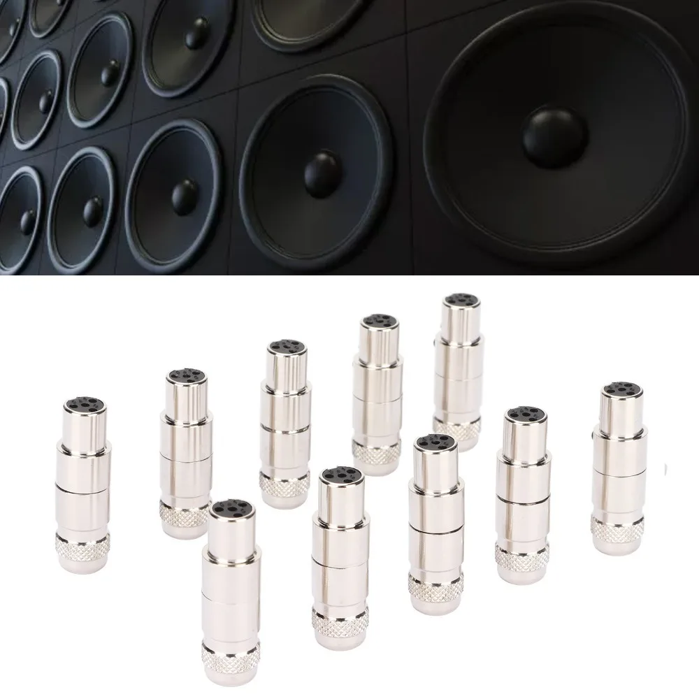 10PCS Metal 4 Pin Mini XLR Female Connectors Noise Reduction Protective Shielding 4 Cores XLR Female Plug