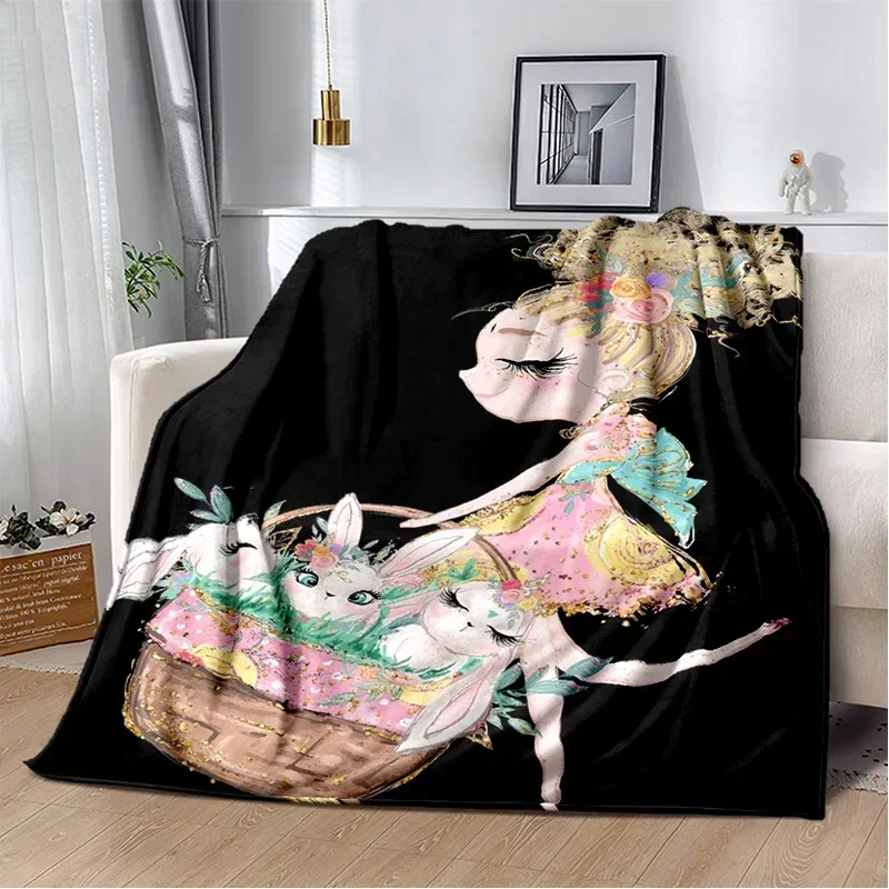 

Cute Ballet Girl Ballerina Fairy Cartoon Soft Plush Blanket,Flannel Blanket, Throw Blanket for Living Room, Bedroom, Bed, Kids