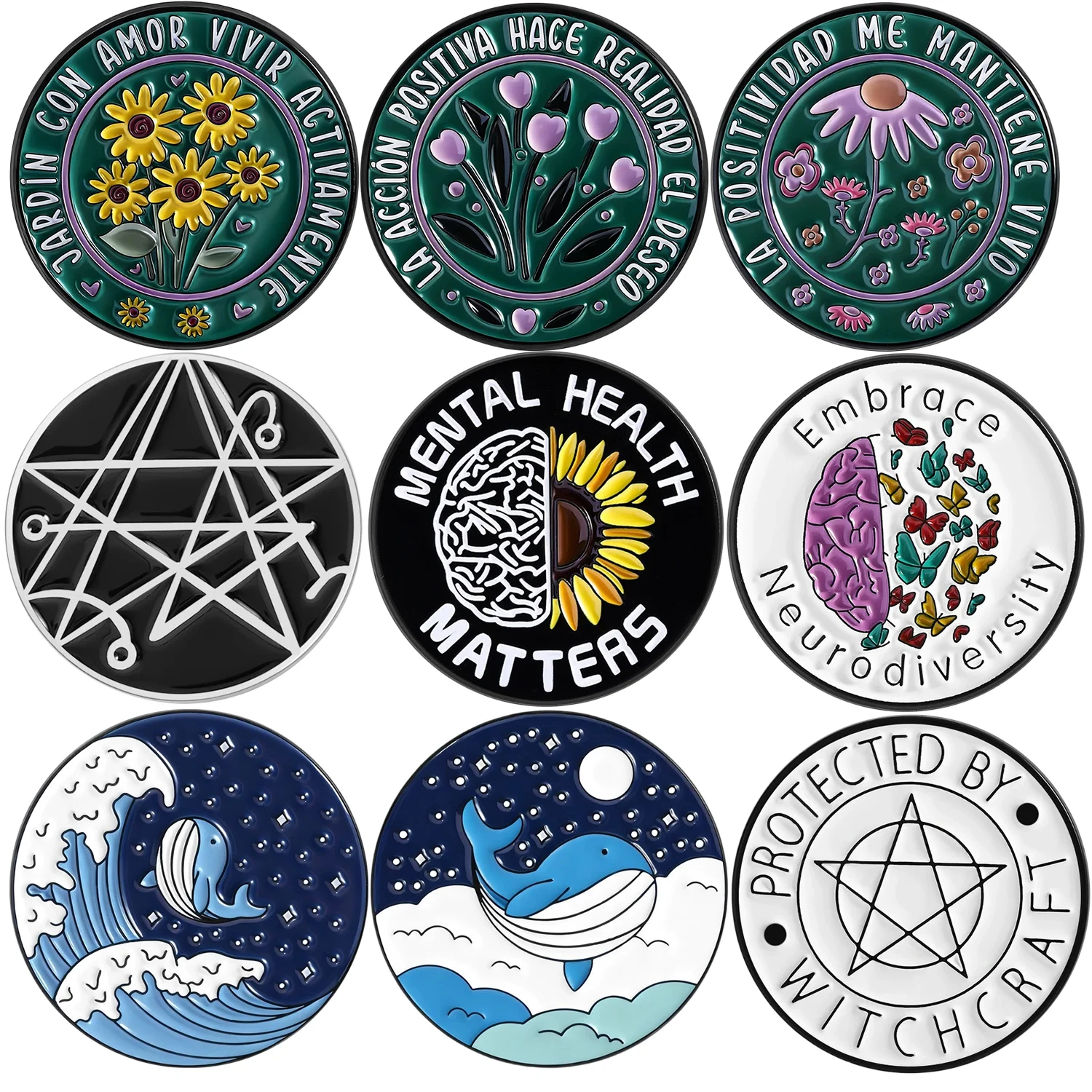 New colored English quotes, metal badges, cartoon creativity, overthinking, related brooch accessories