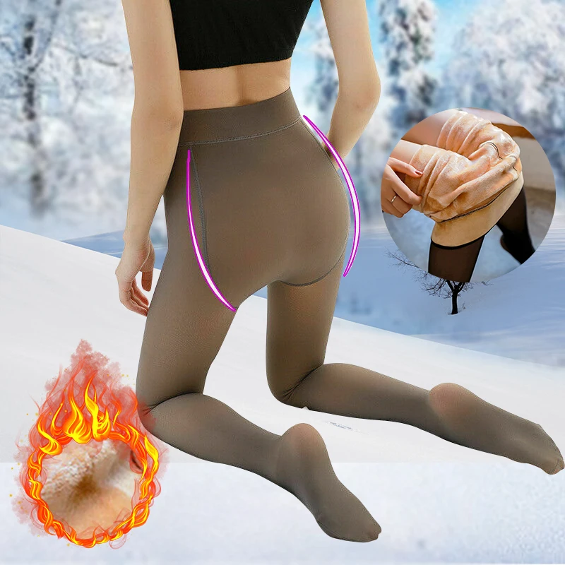 80g/200g/300g Winter Warm Leggings Sexy Slim Translucent Pantyhose Tights High Waist Elastic Thick Sock Pants Thermal Legging