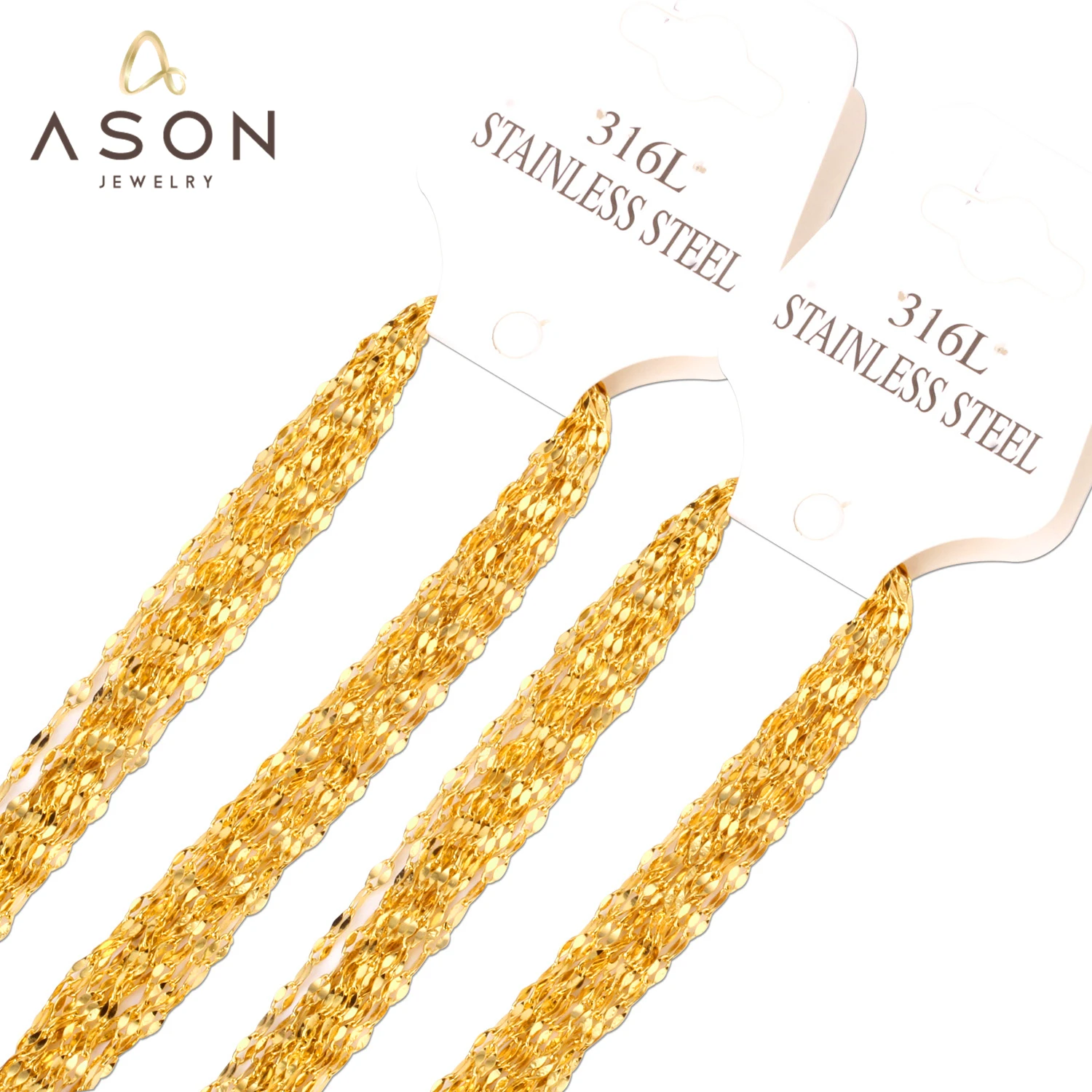 

ASONSTEEL Fashion Length 2mm Width Link Chain Necklace Stainless Steel Gold Color for Men Women Waterproof Jewelry Wholesale