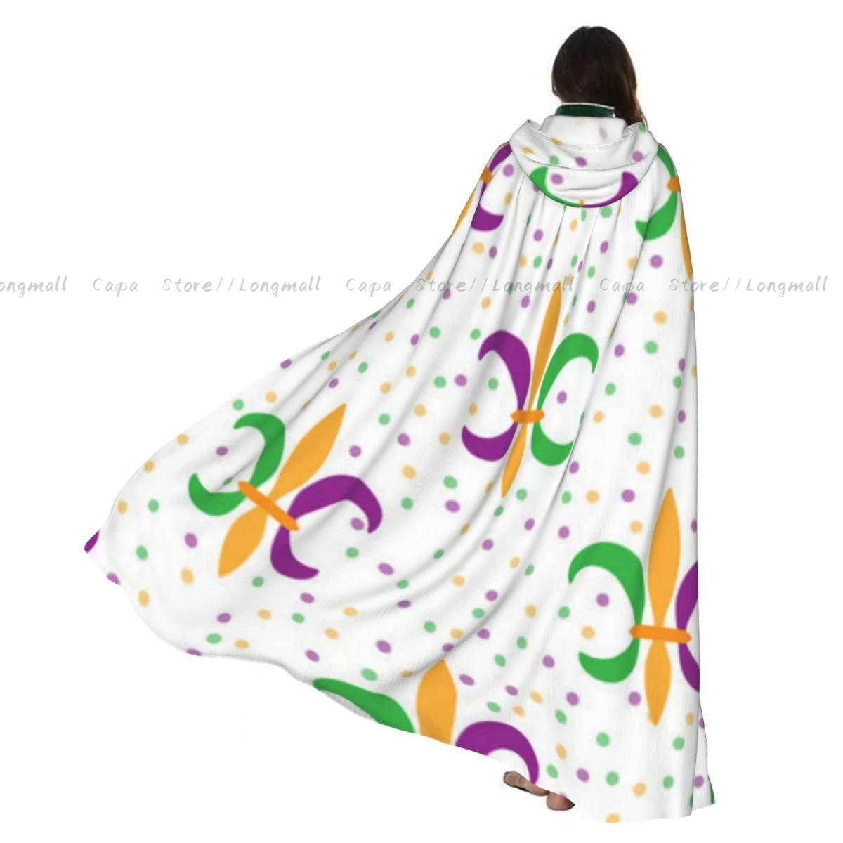 

Костюмы для косплея в средневековом стиле, плащи с капюшоном и узором флер-де-лис для Марди Гра, длинные халаты, куртки, пальто для карнавала