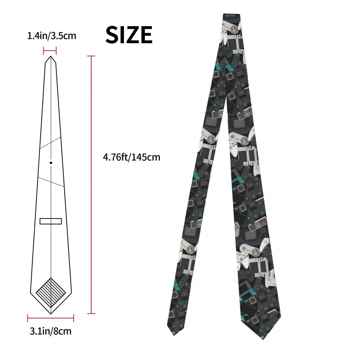 Gamer Controller เนคไททั้งหมด Unisex โพลีเอสเตอร์ 8 ซม. วิดีโอเกมสําหรับเล่นเกมคอ Tie สําหรับชายคลาสสิกอุปกรณ์เสริม Cravat ธุรกิจ