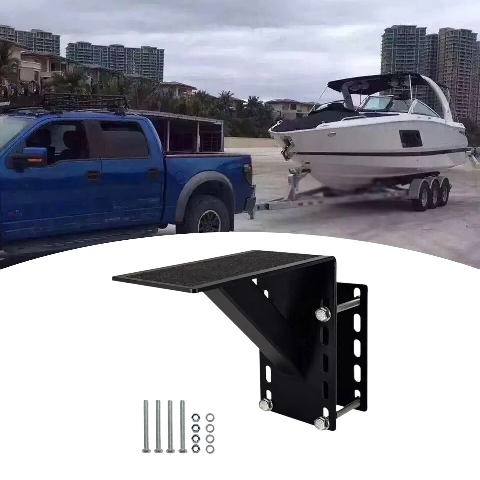 

Trailer Frame Mount Step 300 lbs Support with Fixing Bolts Accessory High Strength 9.5x5 Inches for Boat RV Sturdy Multipurpose