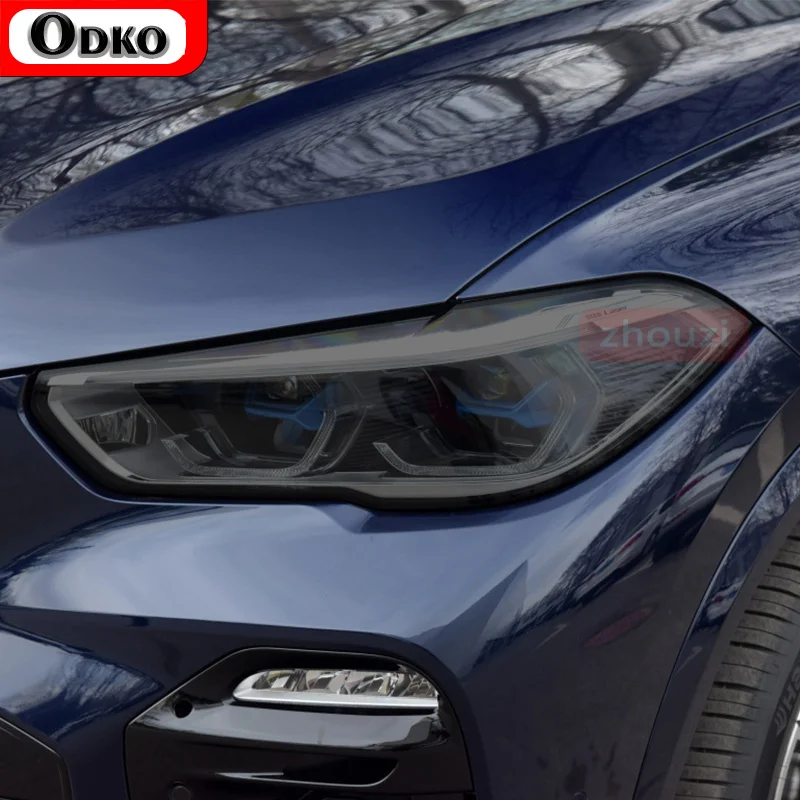 

2 Pcs For BMW X5 F15 M F85 G05 Car Headlight Tint Black Protective Film Vinyl Protection Transparent TPU Sticker Accessories