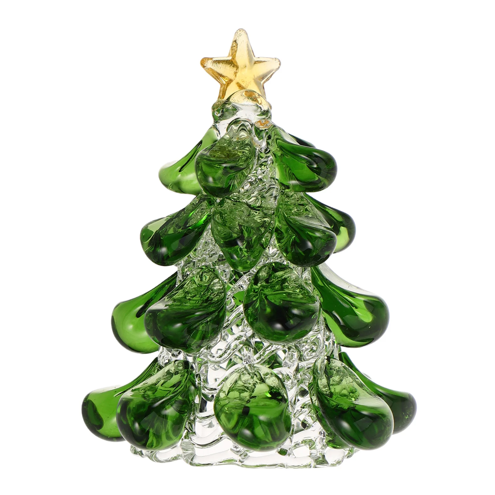 

Mini Green Crystal Christmas Tree Star Topper Paperweight Holiday Tabletop Xmas Centerpiece Clear Glass Tree Decoration