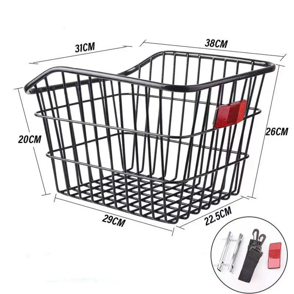 Easy To Install Bicycle Rear Basket Metal Adjustable Mountain Bike Basket Black/Silver Fixed Durable Bike Rear Basket