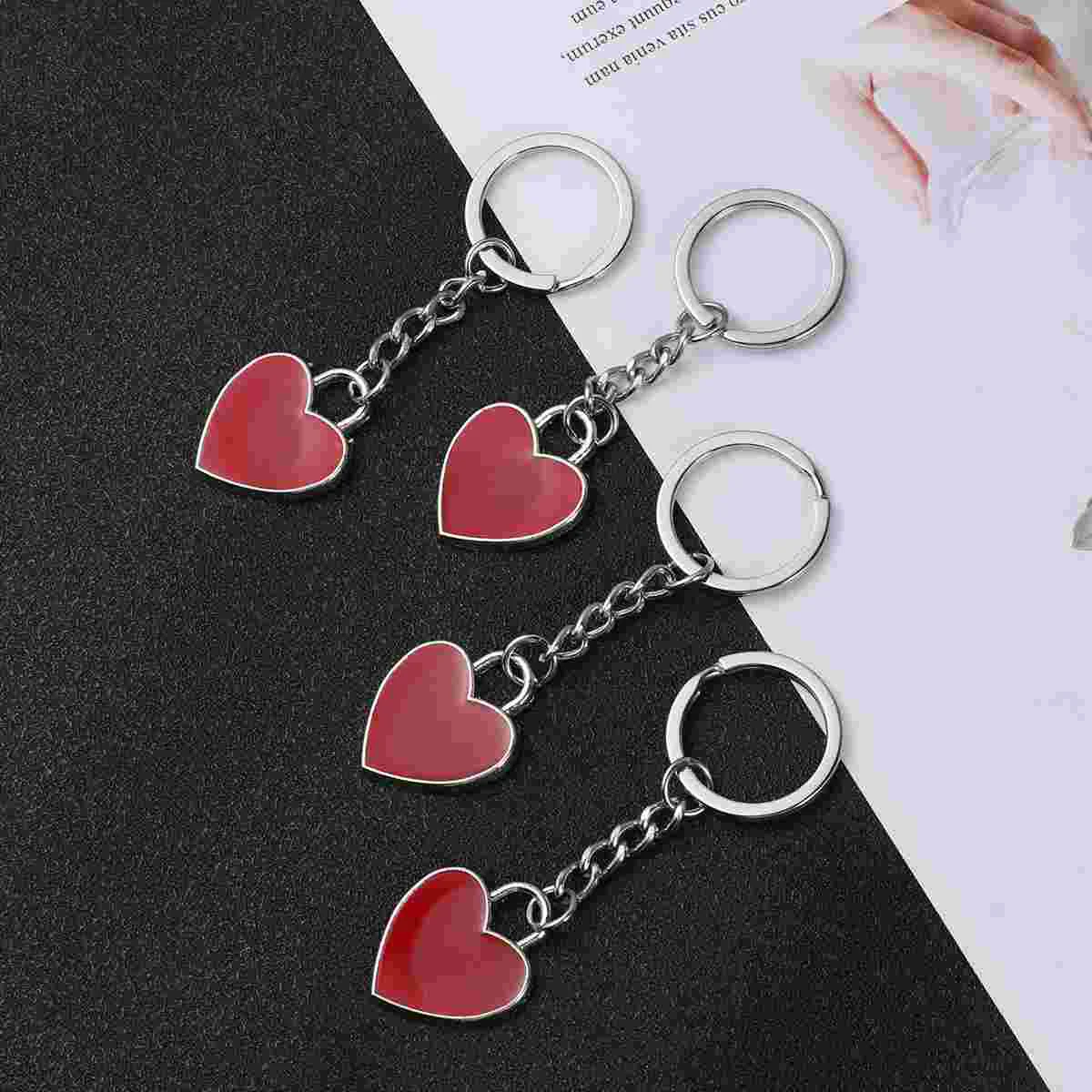 

4 Pcs Boys Wallet Creative Key Holder Girl Rings Gift Red Metal Keychains Lovers