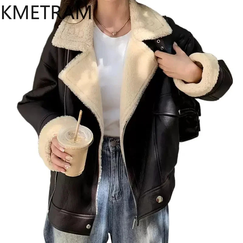 Natural Wool Sheepskin Double Faced Fur Coat Women Motorcycle Genuine Leather Fur Jacket Woman 2024 Winter Clothes шуба женская