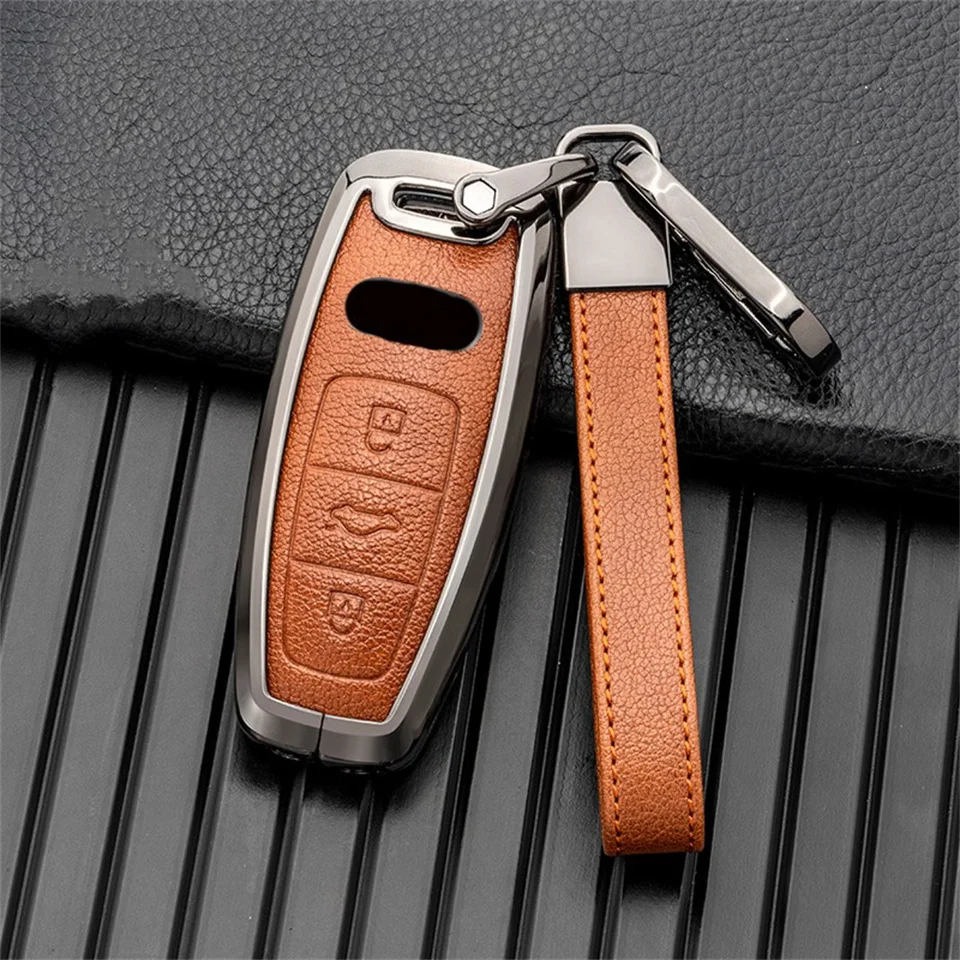 Car Key Case Cover Key Bag For Audi a1 a3 8v a4 b9 a5 a6 c8 q3 q5 q7 tt Keychain Accessories Car-Styling Auto Holder Shell