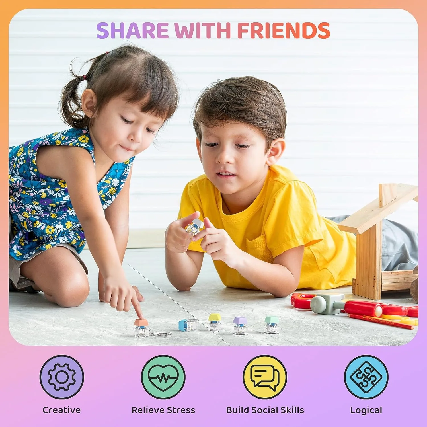 2/4/6 pièces clavier Fidget jouet pour enfants adultes Fidget jouet sensoriel pour l'anxiété soulagement du Stress silencieux clavier bouton porte-clés cadeau
