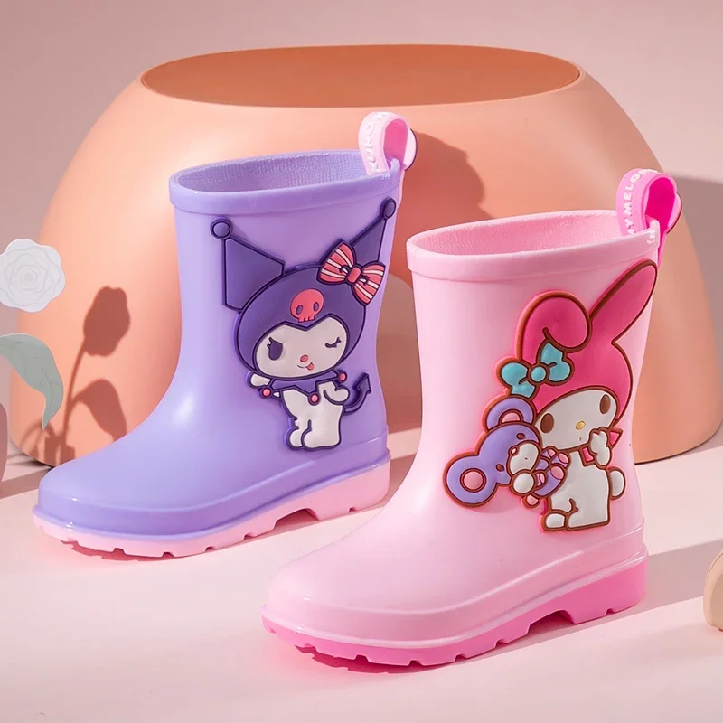 Sanrio Kids Rain Boots Cute Cartoon Girl Melody Kids Crystal Rain Boots Cute cartoon rain boots girls antypoślizgowe buty z klejem